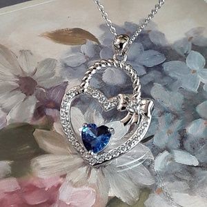 NEW Diamond Sapphire, Sterling Keepsake Heart